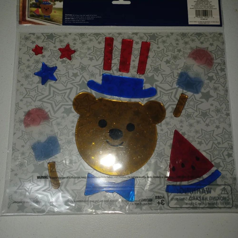 Pair of Patriotic Party Window Clings - Red, Blue, Brown